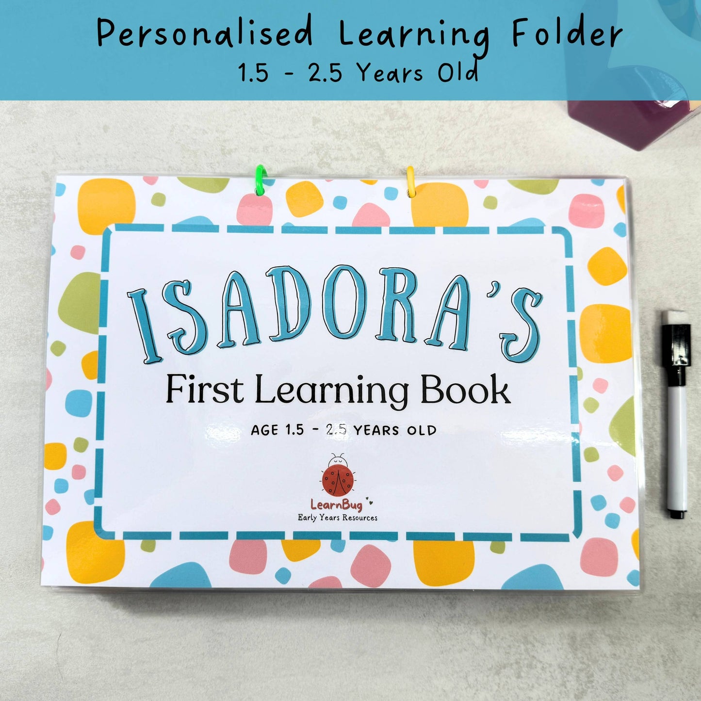 Personalised Learning File for 2 years old, Busy Book, Toddler Quiet Book, Learning Folder, Personalised Activity Folder, Educational Binder