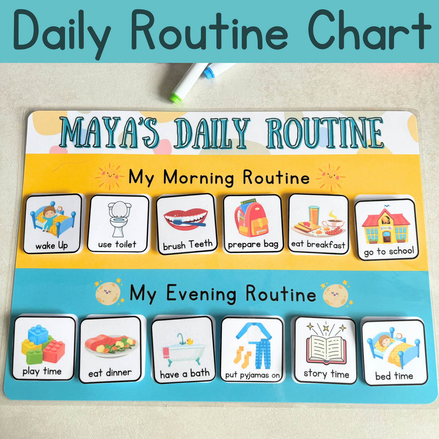 Daily Routine chart, children's routine board, morning and evening schedule for kids, routine mat, personalised habit tracker