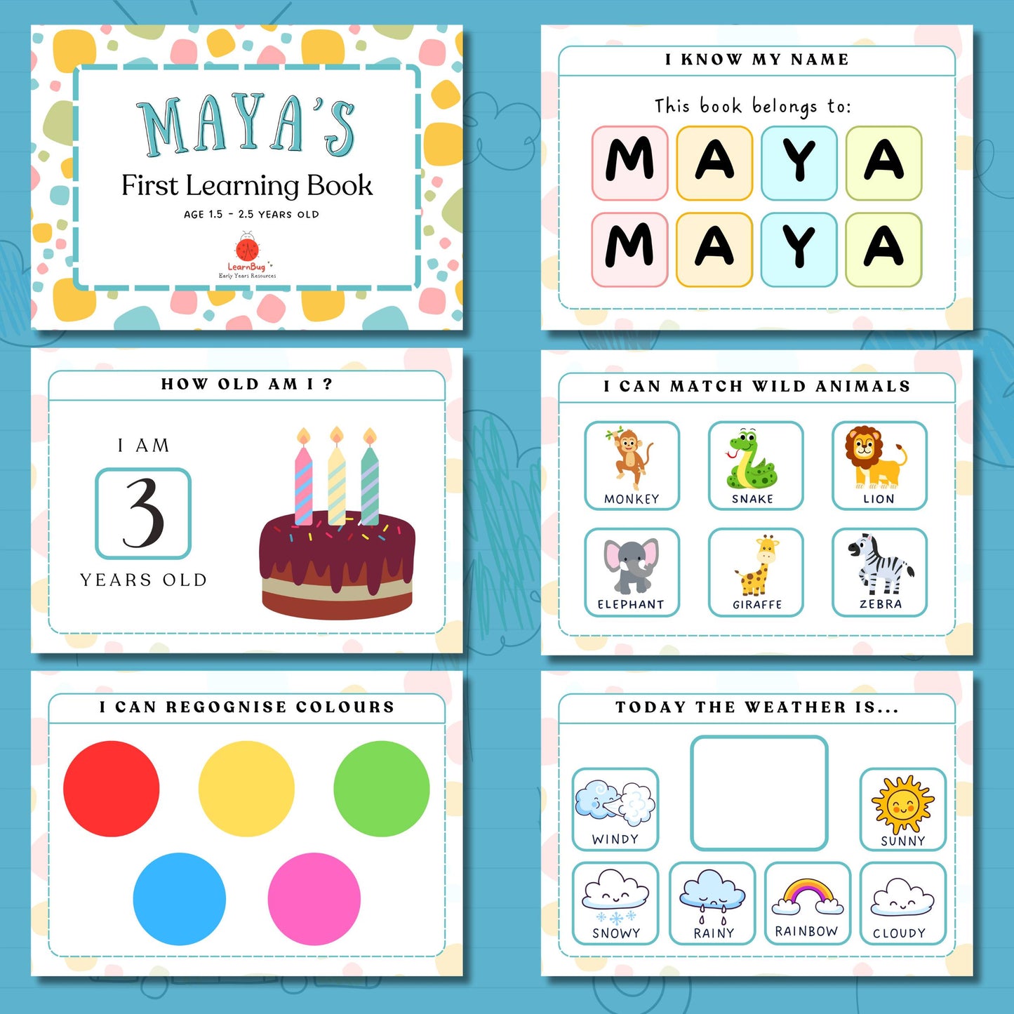 Personalised Learning File for 2 years old, Busy Book, Toddler Quiet Book, Learning Folder, Personalised Activity Folder, Educational Binder