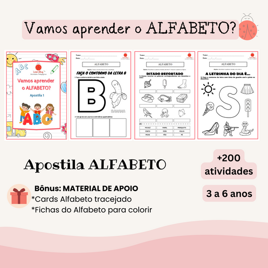 Vamos aprender o ALFABETO?  (3-6 anos) - 200+ Atividades + Bônus - Arquivo digital