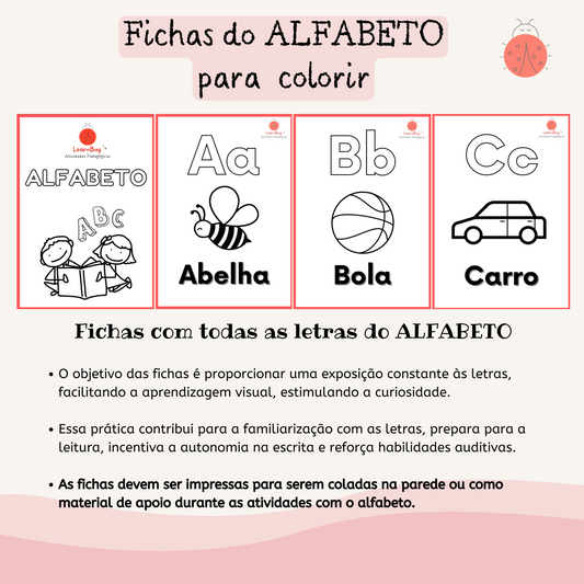 Fichas do Alfabeto para Colorir - Arquivo digital