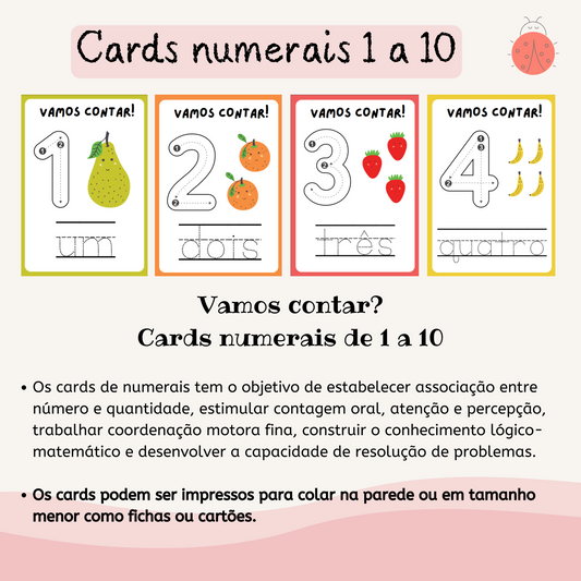 Cards Numerais de 1 a 10 - Arquivo digital