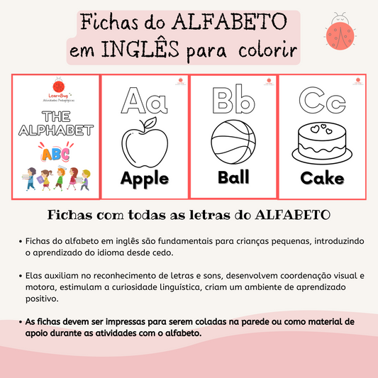 Fichas do Alfabeto para Colorir - INGLES - Arquivo digital