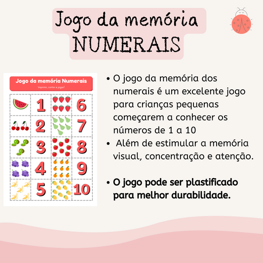 Jogo da Memória Numerais de 1 a 10