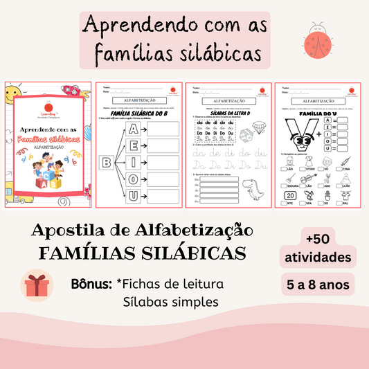 Alfabetização - Famílias silábicas (5-8 anos) - 50+ Atividades + Bônus - Arquivo digital